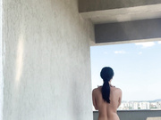 naked on balcony