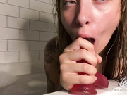 Natasha Noel fucking dildo in bath