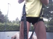 RachelSinger - Playing on the trampoline masturbation